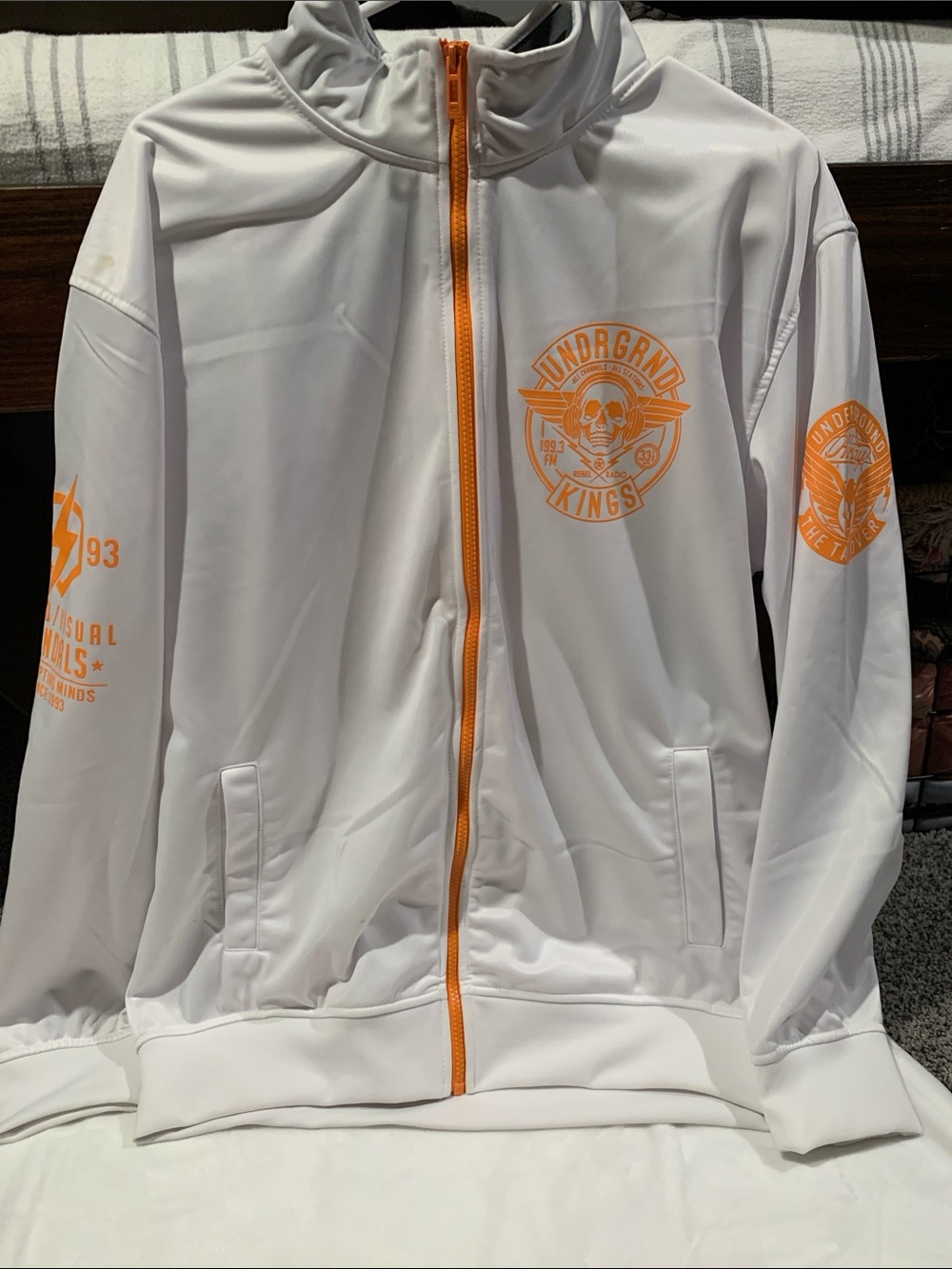 Vintage Ecko Unlimited Y2K White Jacket with Orange Accents